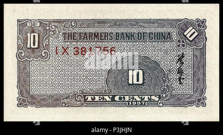 10 centesimi - gli agricoltori Banca di Cina (1937) 02. Foto Stock