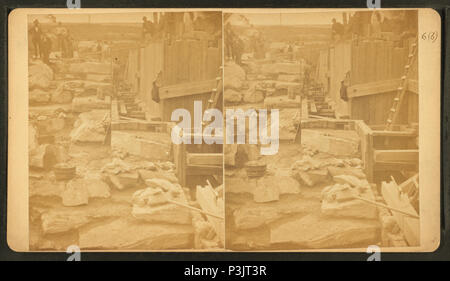 41 Boston opere idriche, Sudbury River condotto, Sett. 1876, Dam III, macerie fondazioni in muratura, angolo sud-est della casa di gate, da Barritt, William, b. ca. 1822 Foto Stock