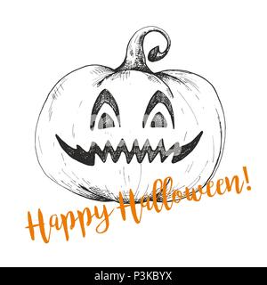 Adesivo di zucca di Halloween. Happy halloween illustrazione vettoriale. Illustrazione Vettoriale