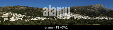 Vista panoramica della città Filoti e il Monte Zas (1004 metri), Isola di Naxos, Cicladi, Greeces Foto Stock