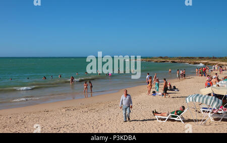 Punta Arenas (Playa Punta Arenas), Makanao, isola di Margarita, Venezuela - Jan 08, 2015: Mar dei Caraibi e la spiaggia Foto Stock