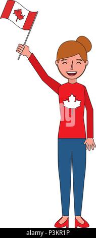 Donna azienda canadese bandiera celebrazione illustrazione vettoriale Illustrazione Vettoriale