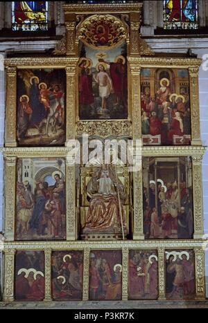 RETABLO DE LA CAPILLA DE SAN EUGENIO - RETABLO - 1379 - PINTURA SOBRE TABLA. Autore: Gherardo Starnina (c. 1354-c. 1413). Posizione: CATEDRAL-interno, TOLEDO, Spagna. Foto Stock