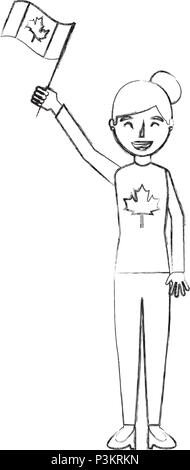 Donna azienda canadese bandiera celebrazione illustrazione vettoriale Illustrazione Vettoriale