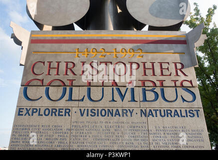 Christopher Columbus monumento di Penn's Landing Philadelphia PA Foto Stock