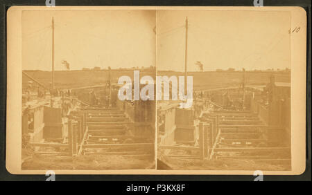 41 Boston opere idriche, Sudbury River condotto, 1876, Dam n. III, estremità nord della diga, guardando a sud verso Hauer's( ), da Barritt, William, b. ca. 1822 Foto Stock