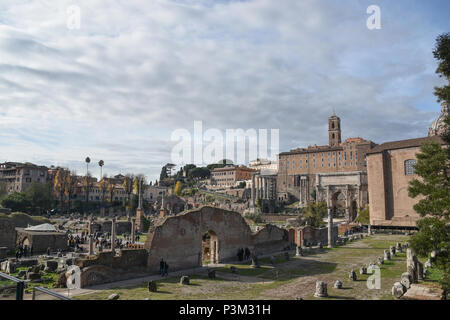 Rovine del Forum verso il colle Capitolino. Il Foro Romano, Roma, Italia. Foto Stock