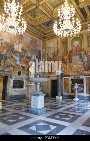 Tommaso Laureti affreschi adornano le pareti nella Sala dei Capitani. I Musei Capitolini, Piazza del Campidoglio, Campidoglio, Roma, Italia. Foto Stock