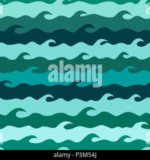 Vector seamless pattern con stilizzata onde del mare. Le onde del mare sullo sfondo. In estate le onde del mare la texture Illustrazione Vettoriale