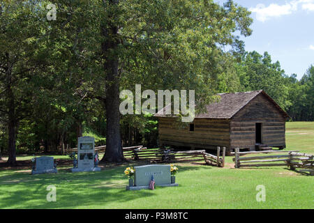 La replica della 'Shiloh Meeting House' che ha dato la guerra civile battaglia il suo nome, Shiloh National Military Park, Tennessee. Foto Stock