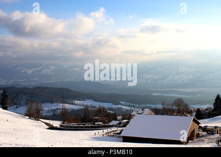 Bel paesaggio di Swiitzerland durante il periodo invernale Foto Stock
