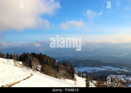 Bel paesaggio di Swiitzerland durante il periodo invernale Foto Stock