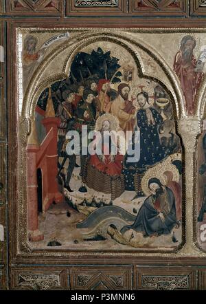 DETALLE DEL TRIPTICO RELICARIO procedente del Monasterio de Piedra - 1390 - PRENDIMIENTO DE JESUS EN EL HUERTO - Gotico mudejar. Posizione: Academia de la historia-COLECCION, MADRID, Spagna. Foto Stock