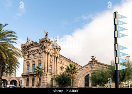 Placa del Portal de la Pau, Barcellona, in Catalogna, Spagna Foto Stock