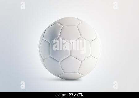 Carta bianca palla calcio mock up, vista frontale, rendering 3d. Vuoto sfera di calcio mockup, isolata. Cancellare sport bal per giocare sul campo pulito template Foto Stock