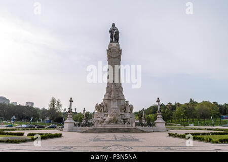 Lisbona, Portogallo - 24 Aprile 2018: un monumento in onore di 'Marques de Pombal', un uomo che ha aiutato a Lisbona di ricostruzione dopo il terremoto del 1755 Foto Stock