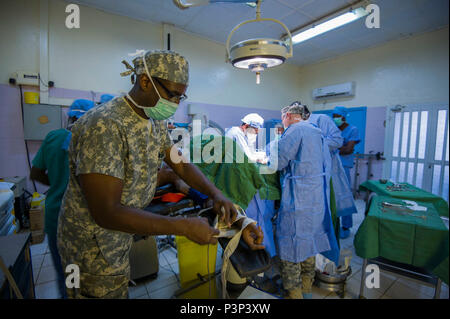 MEDRETE 17-3 include partecipanti dal governo del Ciad, U.S. Esercito africano e il terzo comando medici Supporto per la distribuzione di Forest Park, Ga. È il terzo di una serie di preparazione medica esercizi di addestramento che USARAF è programmato per facilitare in vari paesi in Africa. Il reciprocamente benefiche esercizio offre opportunità di partnership forze armate per condividere le best practice e migliorare il trattamento medico dei processi. Foto Stock