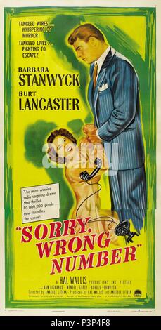 Pellicola originale titolo: spiacenti numero sbagliato. Titolo inglese: spiacenti numero sbagliato. Regista: Anatole Litvak. Anno: 1948. Credito: Paramount Pictures / Album Foto Stock