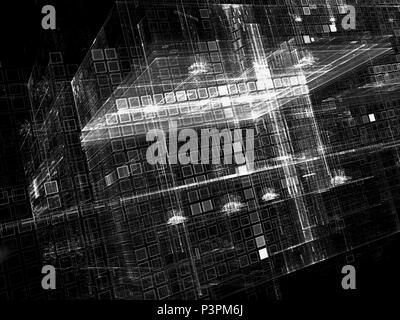 Cubi futuristico - abstract computer-immagine generata. Arte frattale: sureal struttura dei cubi. Per il web design, poster, copre. Foto Stock