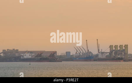 Vitória,ES - 20/11/2015: Porto de Tubarão - Localizado na Capital do Espirito Santo o Porto de Tubarão é o maior porto de exportação de minério de ferro do Mundo, controlado pela Vale S.A. (Foto: Vinicius Moraes / Fotoarena) Foto Stock