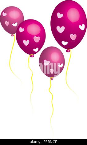 Cuori, palloncini rosa Illustrazione Vettoriale