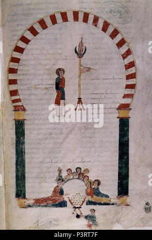 COMENTARIOS AL APOCALIPSIS. Autore: Beato di Liébana (c. 730-c. 798). Posizione: ARCHIVO HISTORICO NACIONAL-COLECCION, MADRID, Spagna. Foto Stock