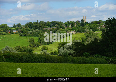 Villaggio Collyweston visto dal Jurassic così come passa attraverso il Welland Valley Foto Stock