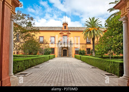 Cortile di Alcazar, Siviglia, Andalusia, Spagna Foto Stock