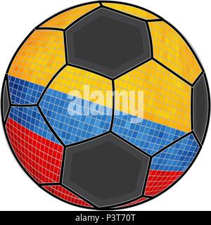 Colombia bandiera con pallone da calcio sfondo - Illustrazione, soccer football palla con la Colombia bandiera, Abstract grunge vettore di mosaico Illustrazione Vettoriale
