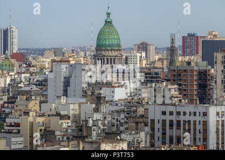 Vista aerea di Buenos Aires e del Congresso Nazionale Dome - Buenos Aires, Argentina Foto Stock