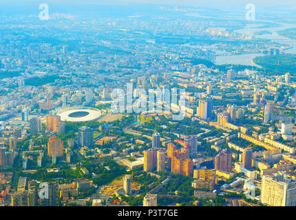 Vista aerea da un aeroplano di Kiev, Ucraina Foto Stock