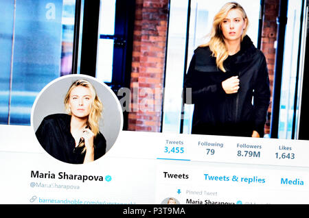 Maria Sharapova pagina su Twitter (2018) Foto Stock