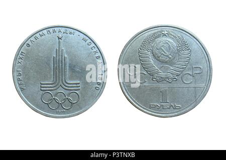 Vecchia Unione Sovietica la commemorativa URSS moneta 1977 Foto Stock