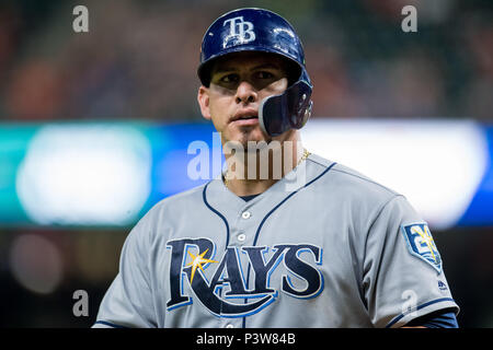 Houston, TX, Stati Uniti d'America. Il 18 giugno, 2018. Tampa Bay Rays catcher Wilson Ramos (40) durante un Major League Baseball gioco tra Houston Astros e il Tampa Bay Rays al Minute Maid Park a Houston, TX. Astros ha vinto il gioco da 5 a 4.Trask Smith/CSM/Alamy Live News Foto Stock