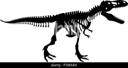 Scheletro di dinosauro T rex icona colore nero vettore I stile piatto semplice immagine Illustrazione Vettoriale