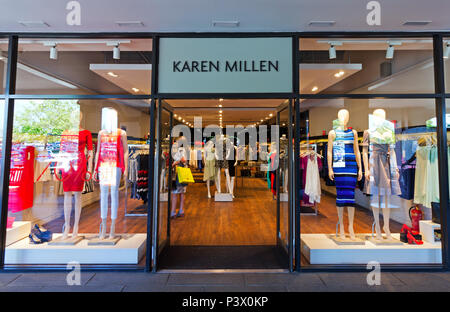 Shop facciata di Karen Millen store presso il Cheshire Oaks Designer Outlet, Ellesmere Port Cheshire. Foto Stock