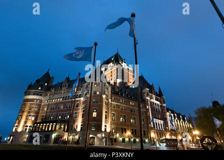 Una vista notturna di Le Chateau Frontenac a Quebec City, in Canada Foto Stock