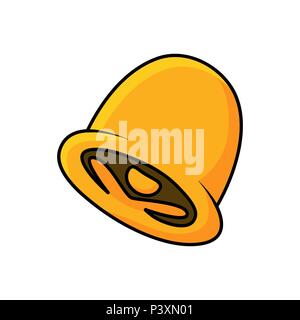 Cow bell vettore semplice design isolato su bianco Illustrazione Vettoriale