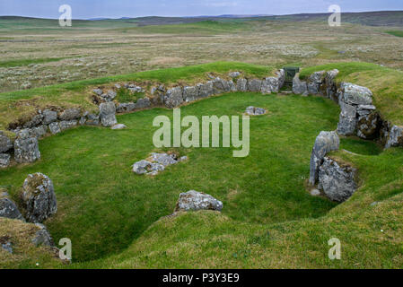 Tempio Stanydale, sito neolitico sulla terraferma e isole Shetland, Scotland, Regno Unito Foto Stock