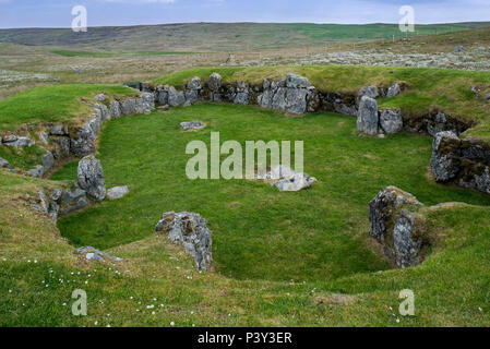 Tempio Stanydale, sito neolitico sulla terraferma e isole Shetland, Scotland, Regno Unito Foto Stock