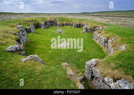 Tempio Stanydale, sito neolitico sulla terraferma e isole Shetland, Scotland, Regno Unito Foto Stock