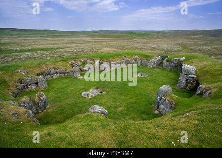 Tempio Stanydale, sito neolitico sulla terraferma e isole Shetland, Scotland, Regno Unito Foto Stock