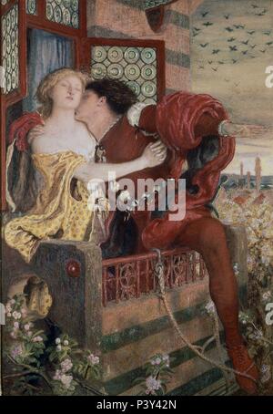 Romeo e Giulietta, 1867, acquerello su carta, 48 x 33cm. Autore: Ford Madox Brown (1821-1893). Posizione: GALERIA WHITWOTH, Manchester, Inghilterra. Noto anche come: Romeo und Julia; Romeo y Julieta; Romeo et Juliette. Foto Stock