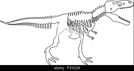 Scheletro di dinosauro T rex icona colore nero vettore I stile piatto semplice immagine Illustrazione Vettoriale