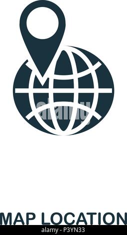 Mappa icona localizzazione. Mobile App, stampa, icona del sito web. Semplice elemento cantare. Mappa monocromatica icona localizzazione illustrazione. Illustrazione Vettoriale