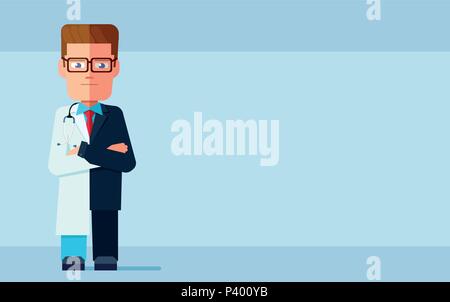 Illustrazione di un uomo uomo d affari e dottore in una sola persona. Illustrazione Vettoriale