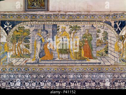 Pannello DE AZULEJOS - Presentacion de Jesus EN EL TEMPLO. Posizione: Basilica de Nuestra Señora DEL PRADO, TOLEDO, Spagna. Foto Stock