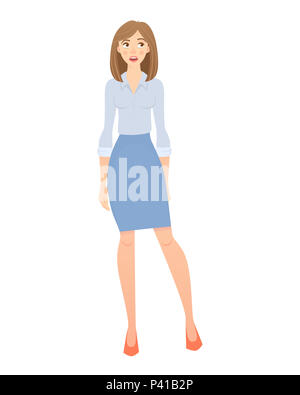 Business donna isolato. Posa di Business e gesto. Imprenditrice illustrazione Foto Stock