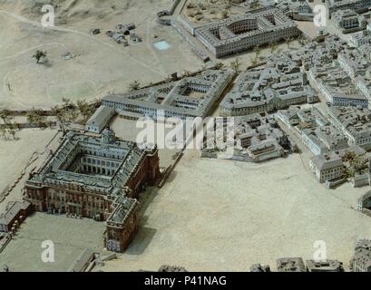 MAQUETA DE MADRID - Palacio Real - DETALLE DEL CUARTEL DE SAN GIL - 1830. Autore: León Gil de Palacio (1778-1849). Posizione: Museo de Historia-MAQUETAS, Spagna. Foto Stock