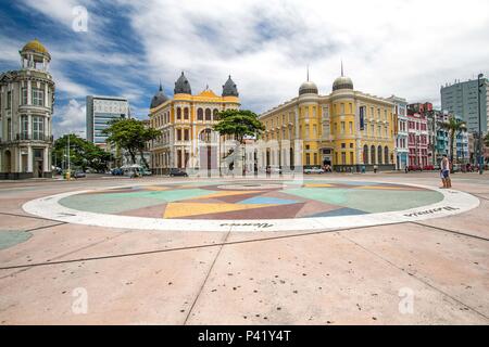 Recife-PE Praça Rio Branco di Recife Antigo Marco Zero de Recife Av. Alfredo Lisboa Recife Pernambuco Nordeste brasile Foto Stock